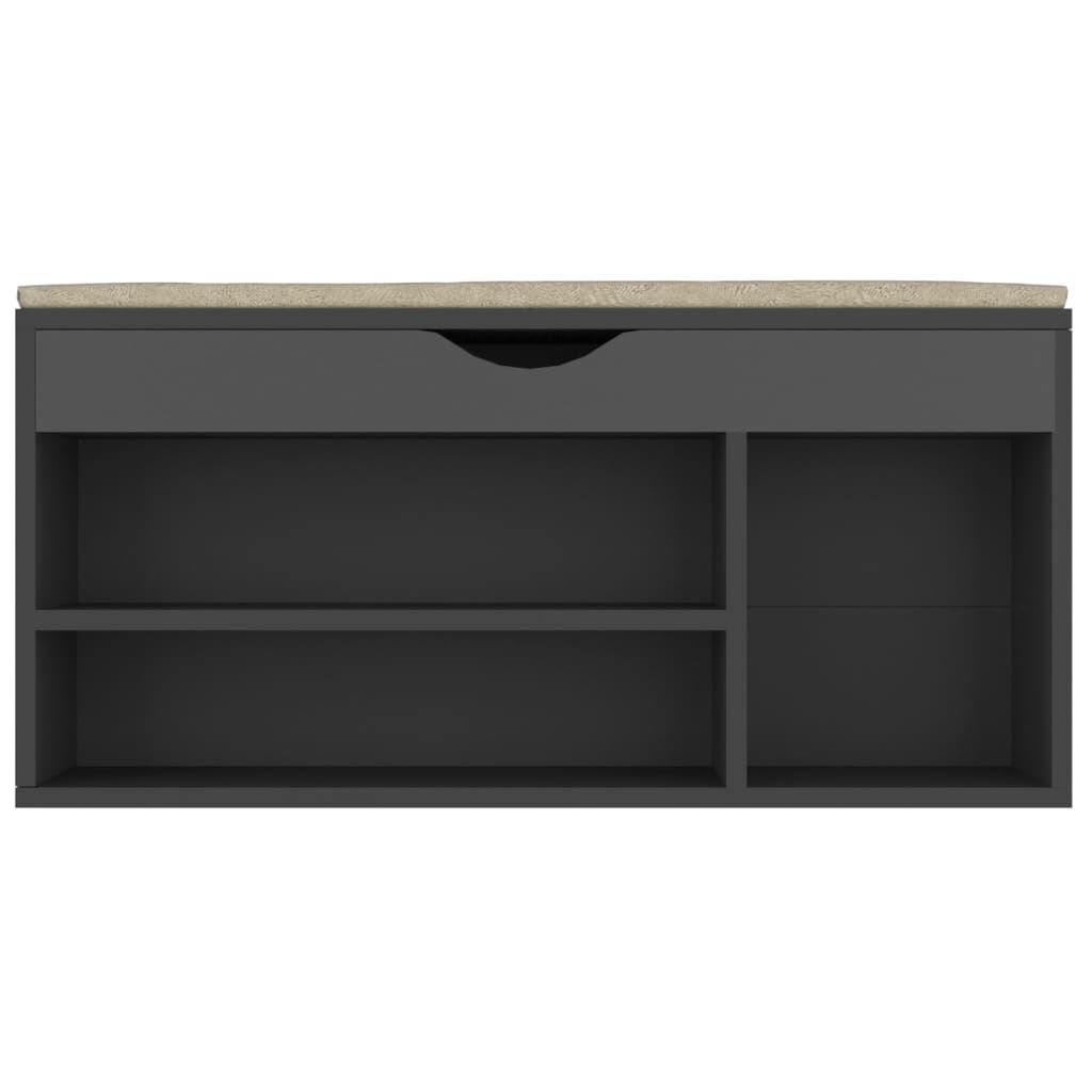 vidaXL Παπουτσοθήκη Γκρι 104 x 30 x 49 εκ. Επεξ. Ξύλο με Μαξιλάρι
