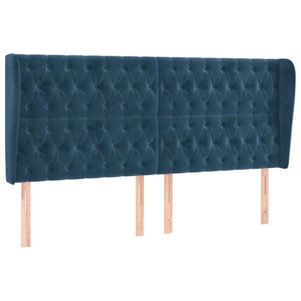 vidaXL Κεφαλάρι με Πτερύγια Σκούρο Μπλε 183x23x118/128 εκ. Βελούδινο