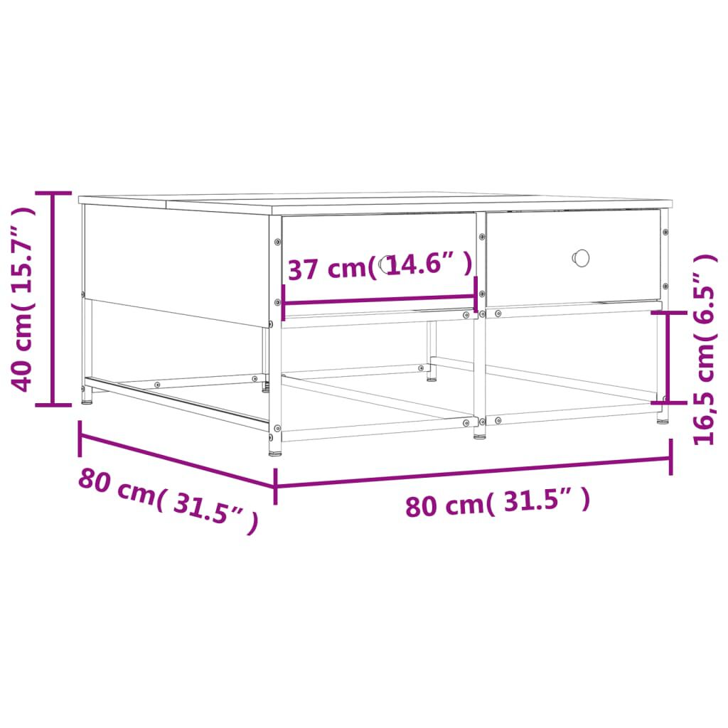 vidaXL Τραπεζάκι Σαλονιού Καπνιστή Δρυς 80x80x40 εκ. Επεξεργασμ. Ξύλο