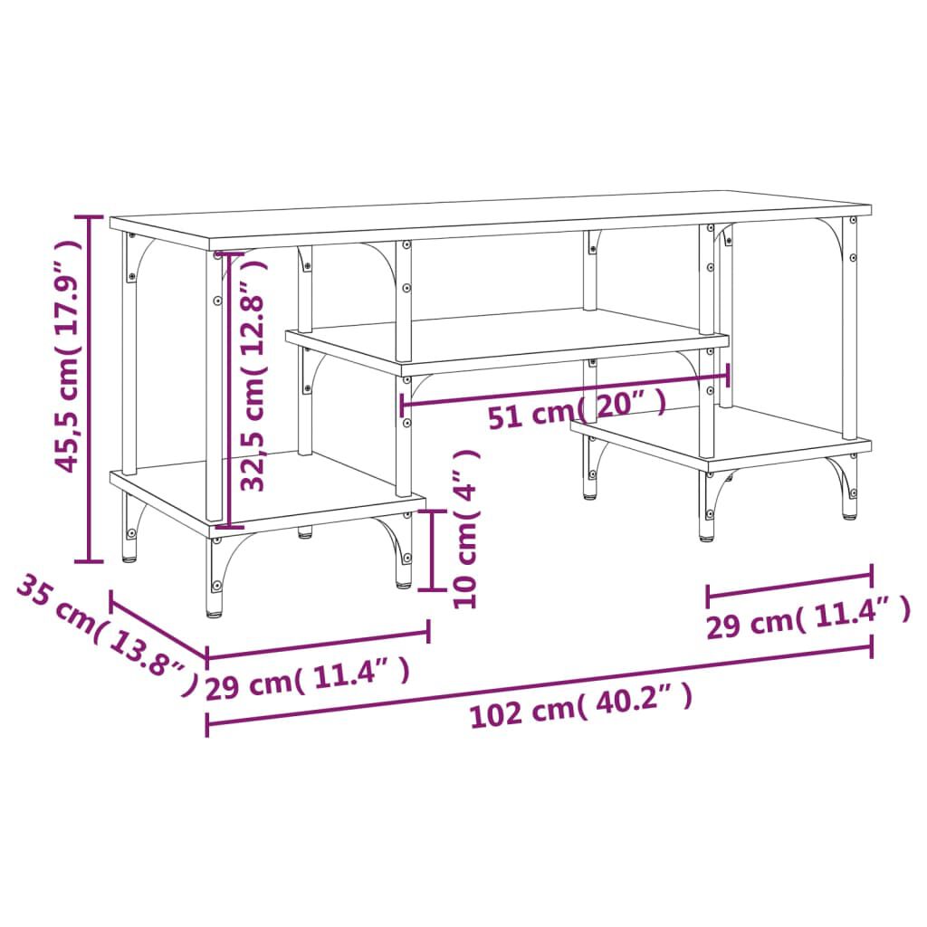 vidaXL Έπιπλο Τηλεόρασης Γκρι Sonoma 102x35x45,5 εκ. από Επεξεργ. Ξύλο