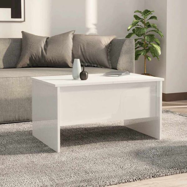 vidaXL Τραπεζάκι Σαλονιού Γυαλ. Λευκό 80x50x42,5 εκ. Επεξεργ. Ξύλο