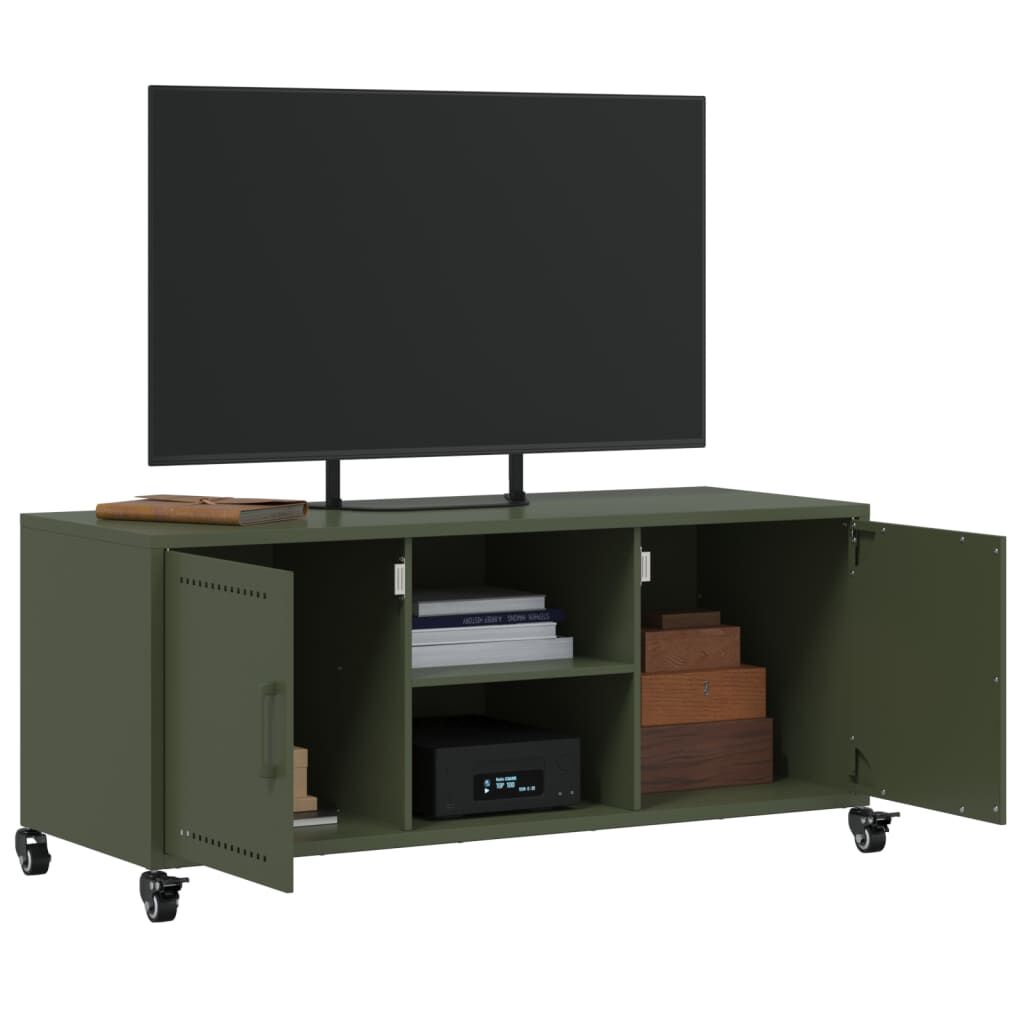 vidaXL Έπιπλο Τηλεόρασης Πράσινο Λαδί 100,5x39x43,5 εκ. από Ατσάλι