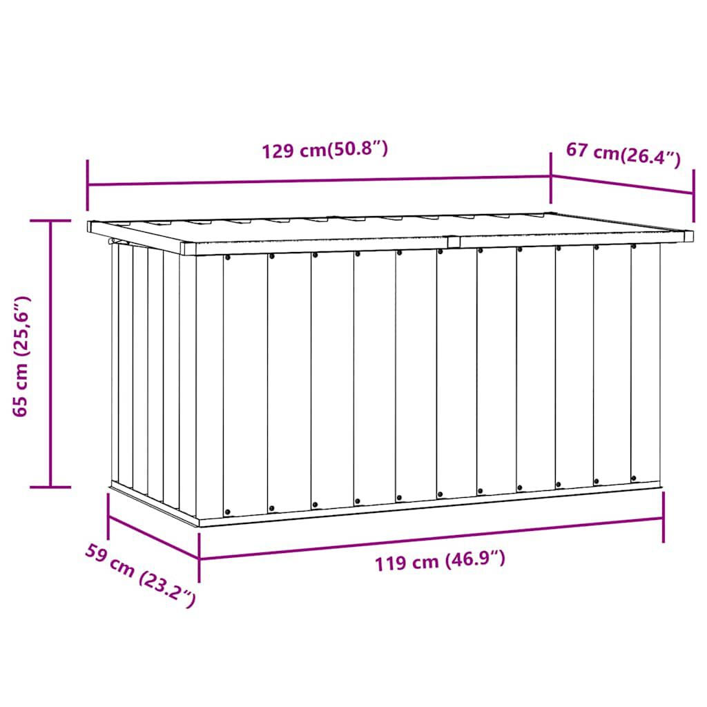 vidaXL Μπαούλο Αποθήκευσης Κήπου Γκρι 129 x 67 x 65 εκ.