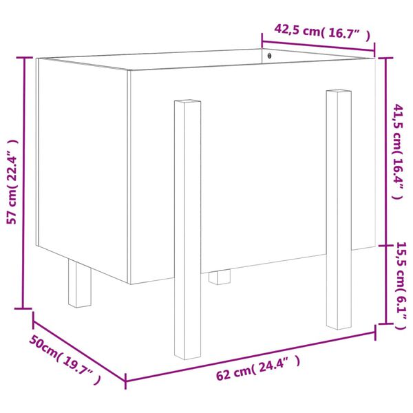 vidaXL Ζαρντινιέρα Μαύρη 62x50x57 εκ. από Μασίφ Ξύλο Πεύκου