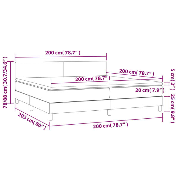 vidaXL Κρεβάτι Boxspring με Στρώμα & LED Σκ.Καφέ 200x200 εκ Υφασμάτινο