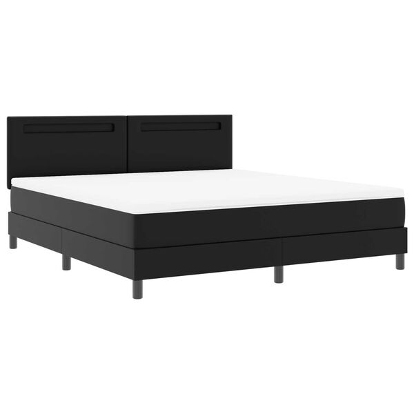 vidaXL Κρεβάτι Box Spring με Στρώμα σε Μαύρο, Σούπερ Κινγκ Μέγεθος, Τεχνητό Δέρμα