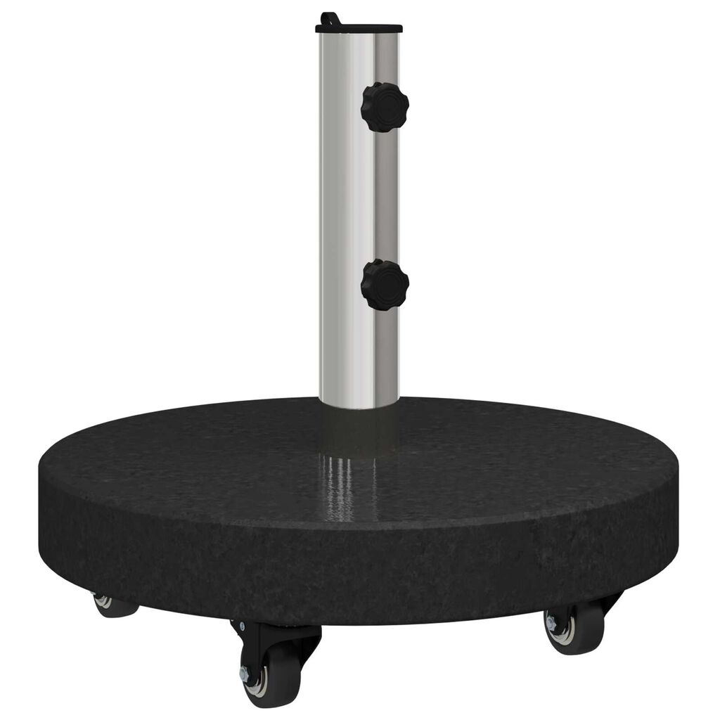 vidaXL Βάση Ομπρέλας με Ρόδες για Πόλους Ø38/48mm Μαύρη Γρανίτη 30 kg Στρογγυλή