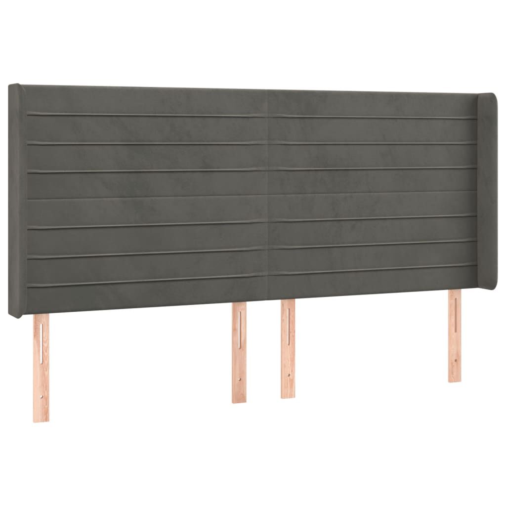 vidaXL Κεφαλάρι με Πτερύγια Σκούρο Γκρι 183x16x118/128 εκ. Βελούδινο