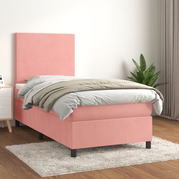vidaXL &Kappa;&rho;&epsilon;&beta;ά&tau;&iota; Boxspring &mu;&epsilon; &Sigma;&tau;&rho;ώ&mu;&alpha; &Rho;&omicron;&zeta; 90x190 &epsilon;&kappa;. &Beta;&epsilon;&lambda;&omicron;ύ&delta;&iota;&nu;&omicron;