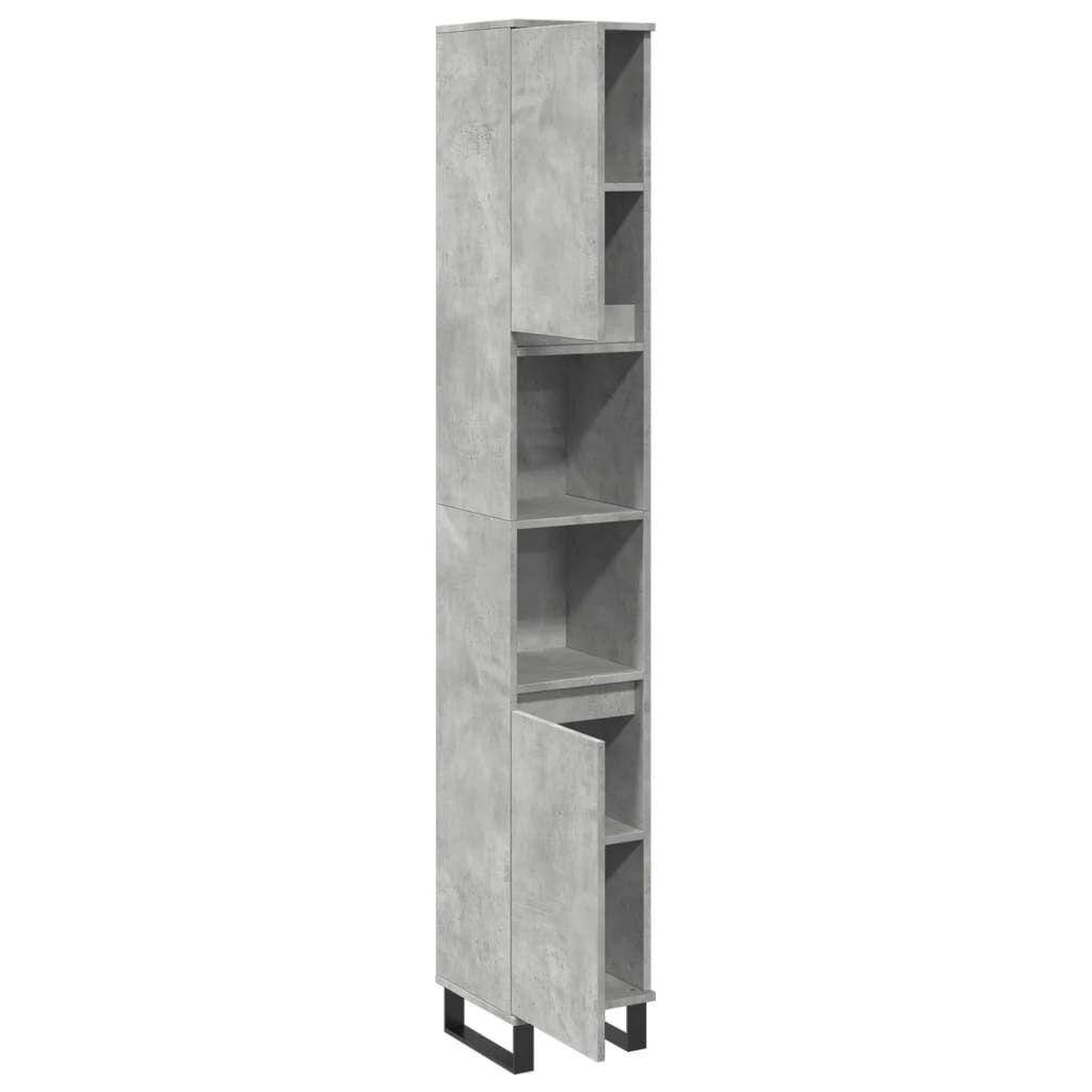 vidaXL Ντουλάπι Μπάνιου Γκρι Σκυροδέματος 30x30x190 εκ. Επεξ. Ξύλο