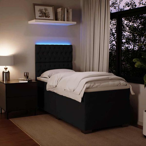vidaXL Κρεβάτι Boxspring με Στρώμα Μαύρο 90x190 εκ. Βελούδινο