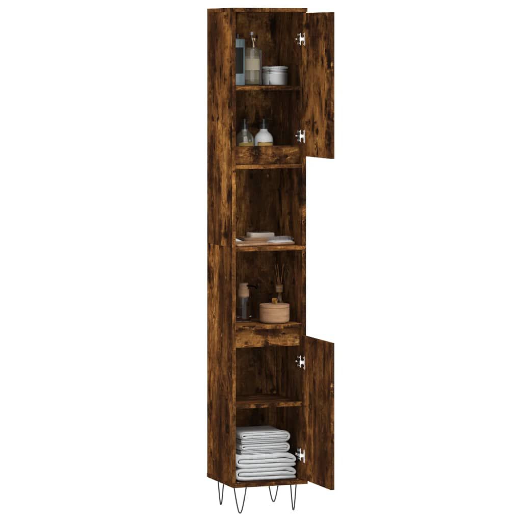 vidaXL Ντουλάπι Μπάνιου Καπνιστή Δρυς 30x30x190 εκ. Επεξεργασμένο Ξύλο