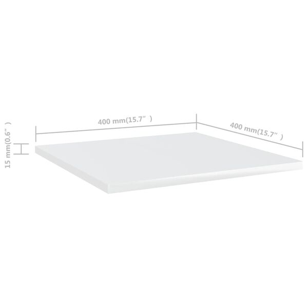 vidaXL Ράφια Βιβλιοθήκης 8 τεμ. Γυαλ. Λευκό 40x40x1,5 εκ. Επεξ.Ξύλο