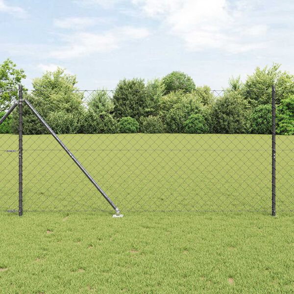 vidaXL Σετ Στύλων Φράχτη Γκρι 1.2 x 10 m Επικαλυμμένος Χάλυβας