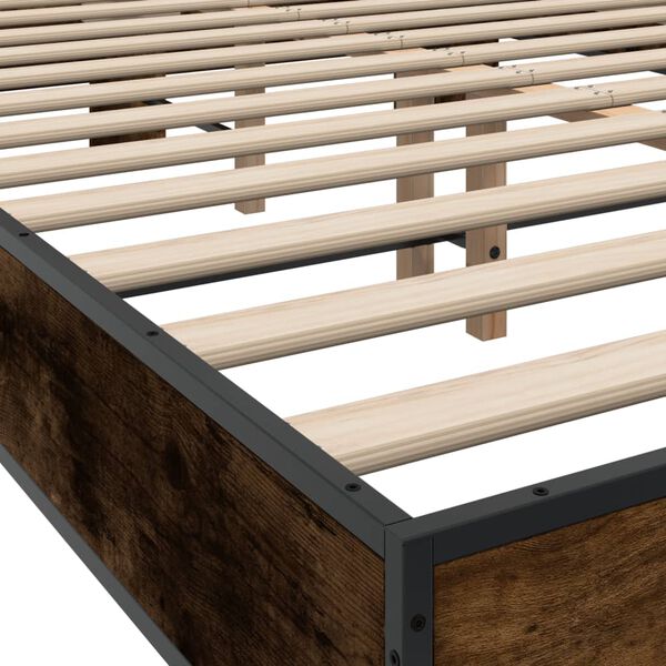 vidaXL Πλαίσιο Κρεβατιού Καπνιστή Δρυς 120x200εκ. Επεξ. Ξύλο & Μέταλλο