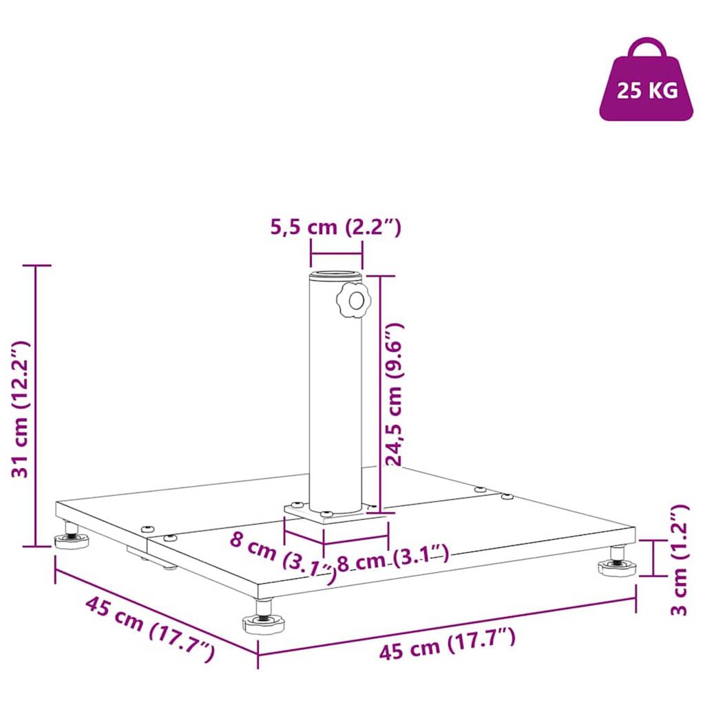 vidaXL Βάσεις ομπρελών εξωτερικού χώρου Μαύρο 45 x 45 x 31 εκ. Ατσάλι
