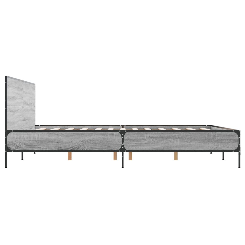 vidaXL Πλαίσιο Κρεβατιού Γκρι Sonoma 140x190 εκ. Επεξ. Ξύλο & Μέταλλο