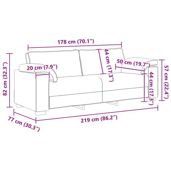 vidaXL Καναπές με μαξιλάρι Taupe 219 x 77 x 82 εκ ύφασμα
