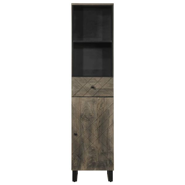 vidaXL Ντουλάπι Μπάνιου Μαύρο 38 x 33 x 160 εκ. από Μασίφ Ξύλο Μάνγκο
