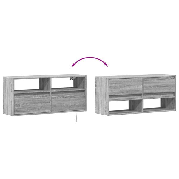 vidaXL Έπιπλο Τοίχου Τηλεόρασης με LED Γκρι Sonoma 100x31x45 εκ.
