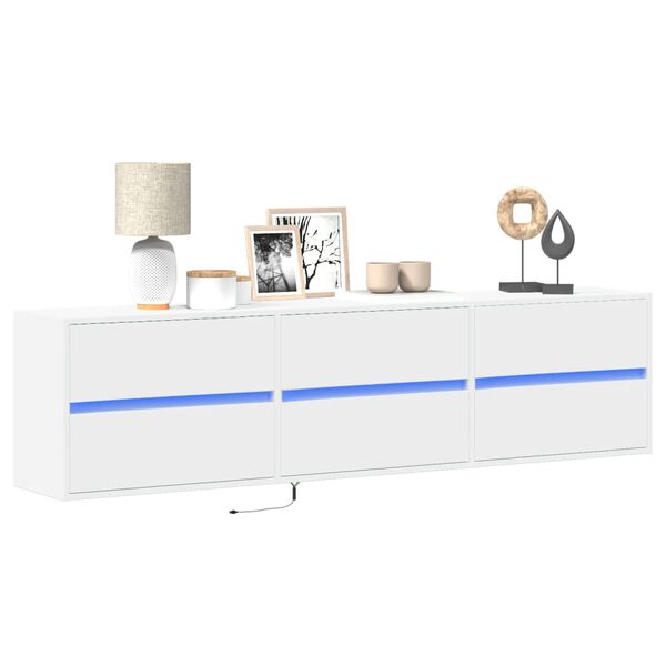 vidaXL Έπιπλο Τοίχου Τηλεόρασης με LED Λευκό 180x31x45 εκ.
