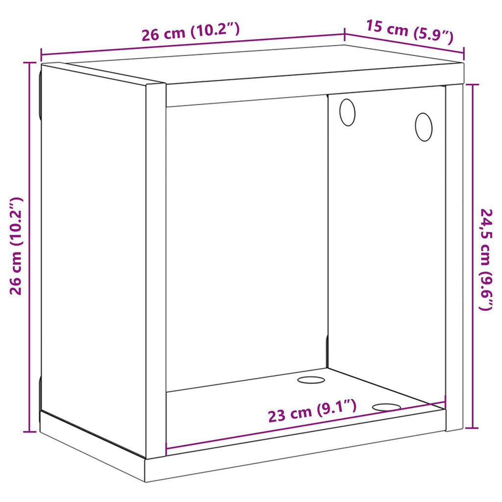 vidaXL Ράφια Τοίχου με ράφι 4 pcs Χειροποίητη δρυς 26 x 15 x 26 cm