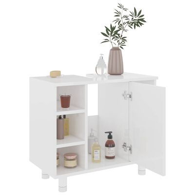 vidaXL Ντουλάπι Νιπτήρα Γυαλιστερό Λευκό 60x32x53,5 εκ. Μοριοσανίδα