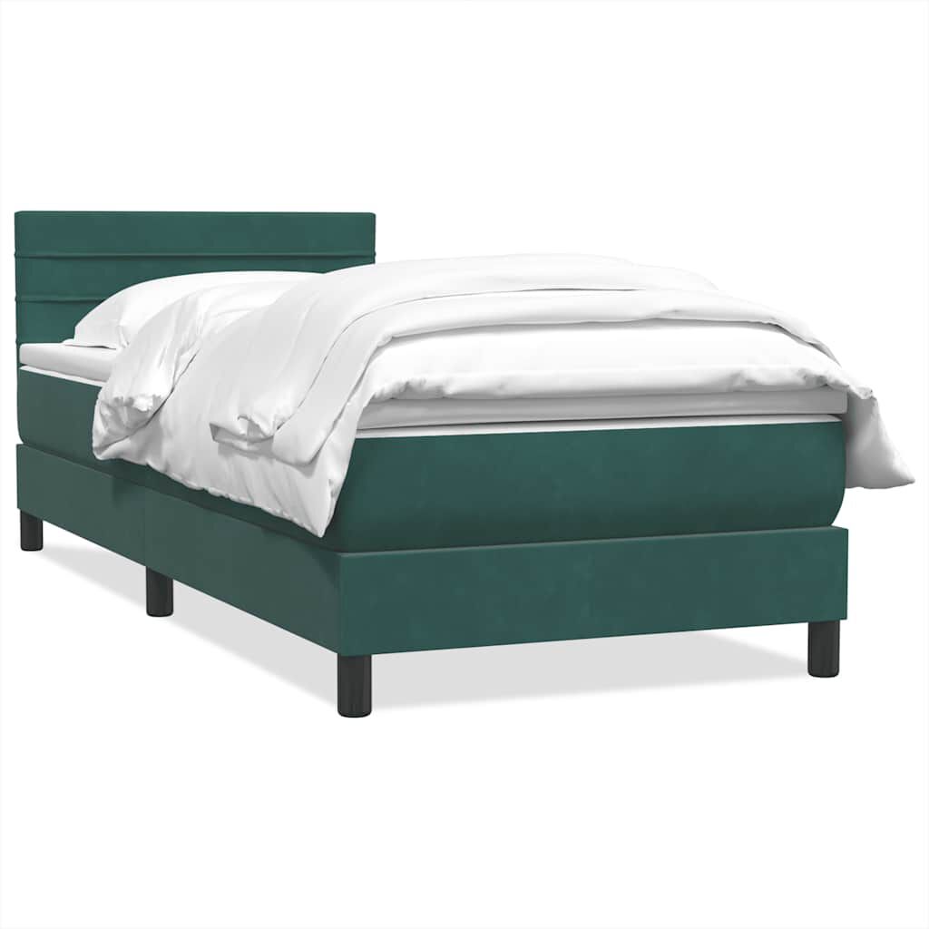 vidaXL Box Spring κρεβάτι με στρώμα σκούρο πράσινο 90x220 cm Velvet