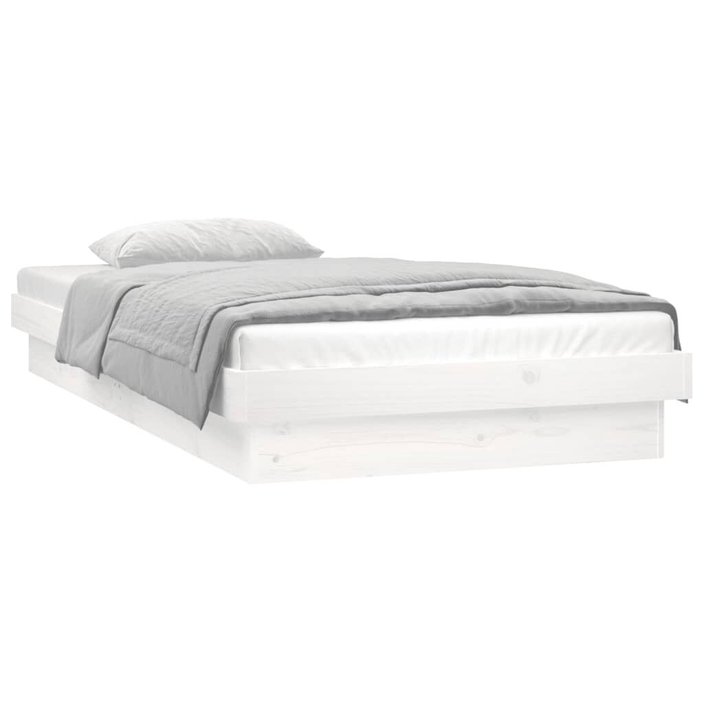 vidaXL Πλαίσιο Κρεβατιού με LED Λευκό 90 x 200 εκ. από Μασίφ Ξύλο