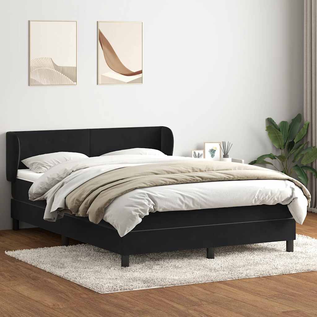 vidaXL Κρεβάτι Boxspring με Στρώμα Μαύρο 1140x210 εκ. Βελούδινο