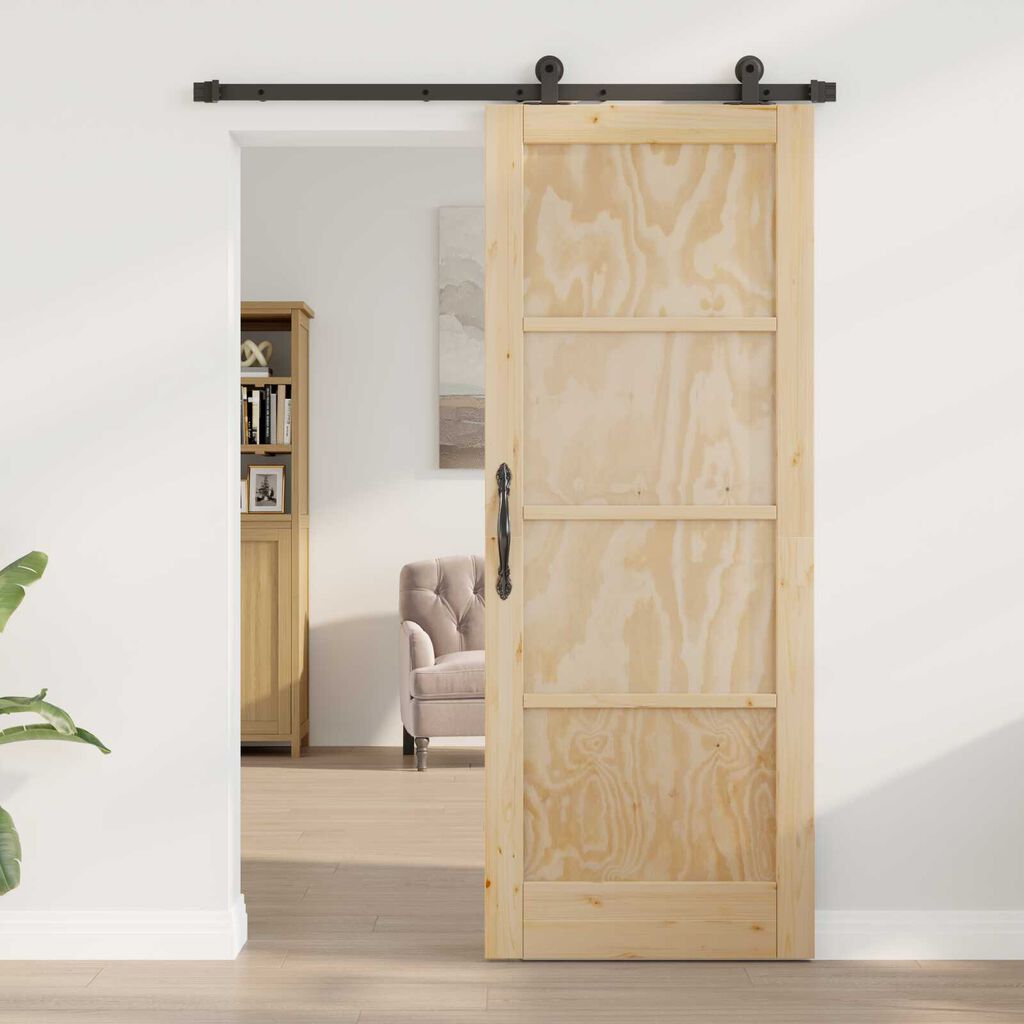 vidaXL Συρόμενη Πόρτα ORKDAL Φυσικό και μαύρο 78 x 202 εκ.