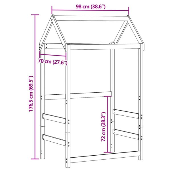 vidaXL Οροφή Κρεβατιού Παιδική 98x70x176,5 εκ. Μασίφ Ξύλο Πεύκου