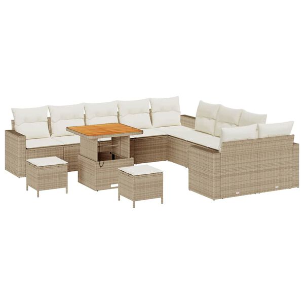 vidaXL Σετ Καναπέ Κήπου 13 pcs Μπεζ συνθετικό ρατάν