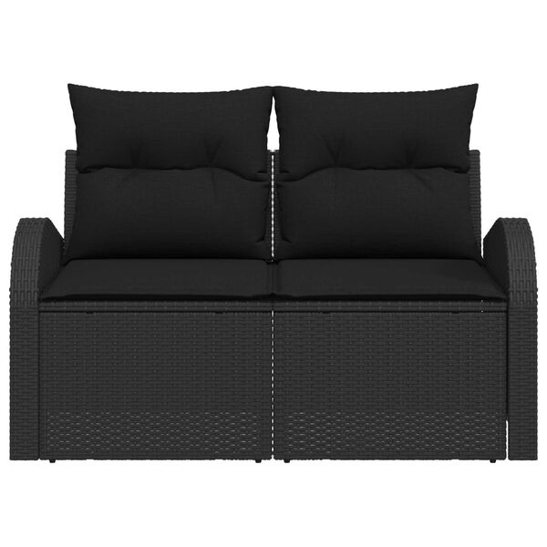 vidaXL Καναπές Κήπου με μαξιλάρι Μαύρο 124 x 62 x 69cm συνθετικό ρατάν