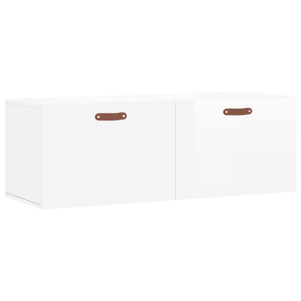 vidaXL Ντουλάπι Τοίχου Γυαλ. Λευκό 100 x 36,5 x 35 εκ. Επεξεργ. Ξύλο