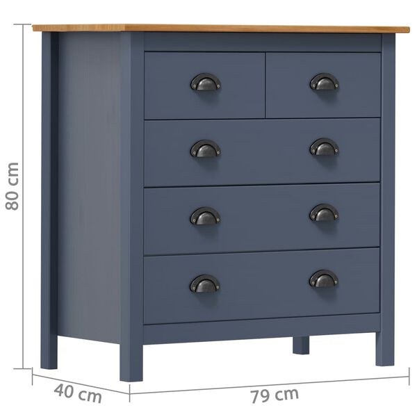 vidaXL Μπουφές Hill Γκρι 79x40x80 εκ. από Μασίφ Ξύλο Πεύκου