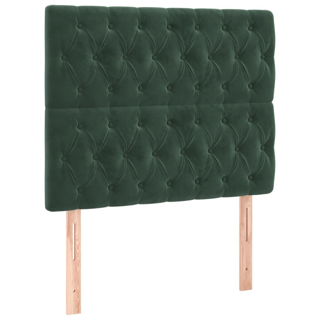 vidaXL Κρεβάτι Boxspring με Στρώμα Σκούρο Πράσινο 90x200 εκ. Βελούδινο