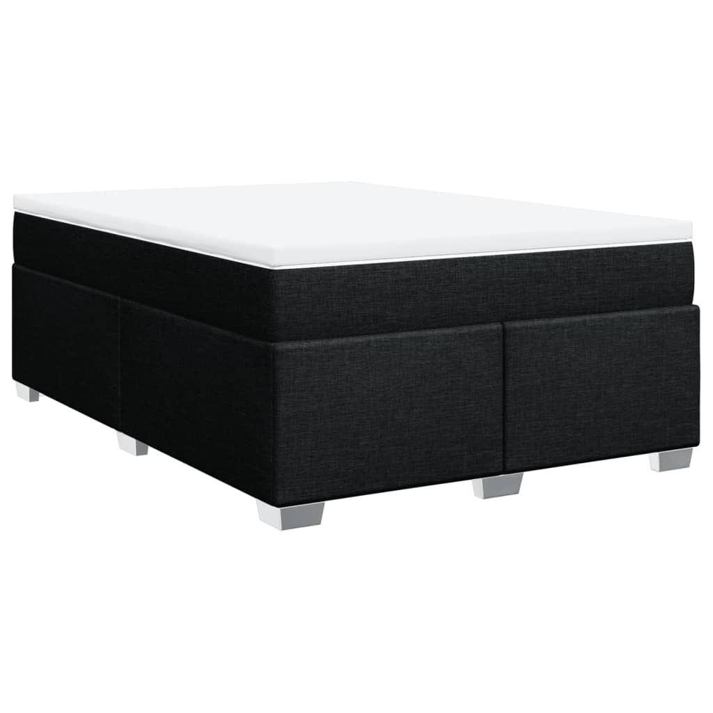 vidaXL Κρεβάτι Boxspring με Στρώμα Μαύρο 140x190 εκ. Υφασμάτινο