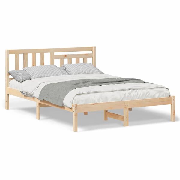 vidaXL Σκελετός Κρεβατιού Καφέ 120 x 190 cm Μασίφ ξύλο πεύκου