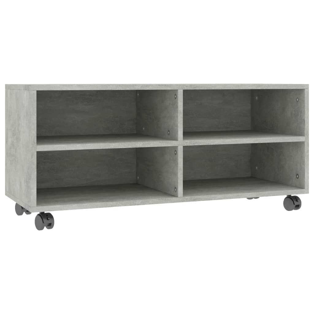 vidaXL Έπιπλο TV με Ρόδες Γκρι Σκυροδέματος 90x35x35 εκ. Επεξ. Ξύλο