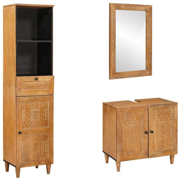 vidaXL Σετ Επίπλων Μπάνιου με συρτάρι 3 pcs Καφέ 38 x 33 x 160 εκ.