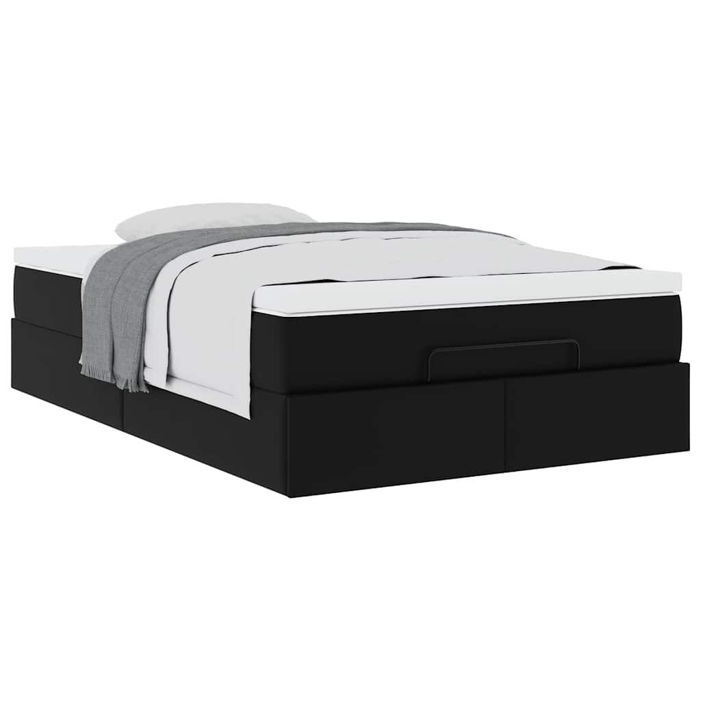 vidaXL Οθωμανικό κρεβάτι με στρώμα Μαύρο 120x200 cm Faux Leather