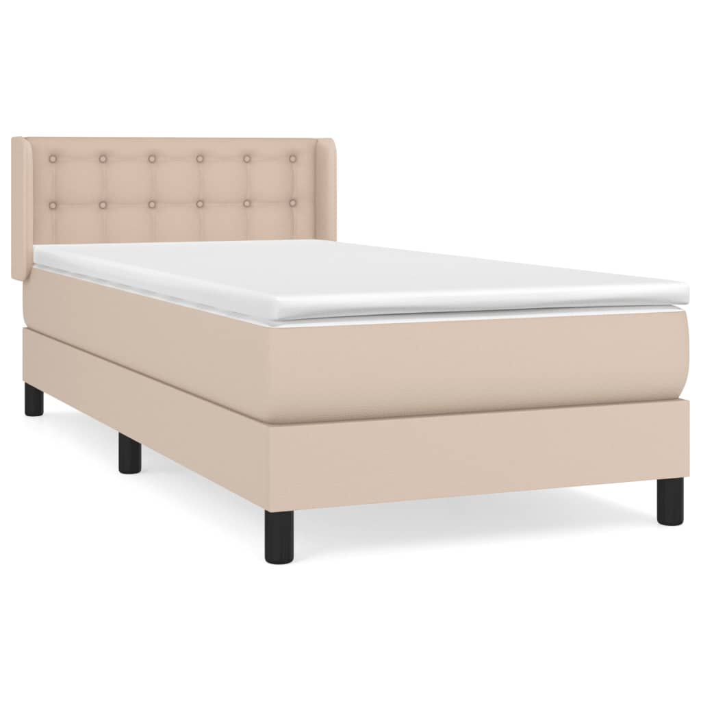vidaXL Κρεβάτι Boxspring με Στρώμα Καπουτσίνο 100x200εκ.από Συνθ.Δέρμα