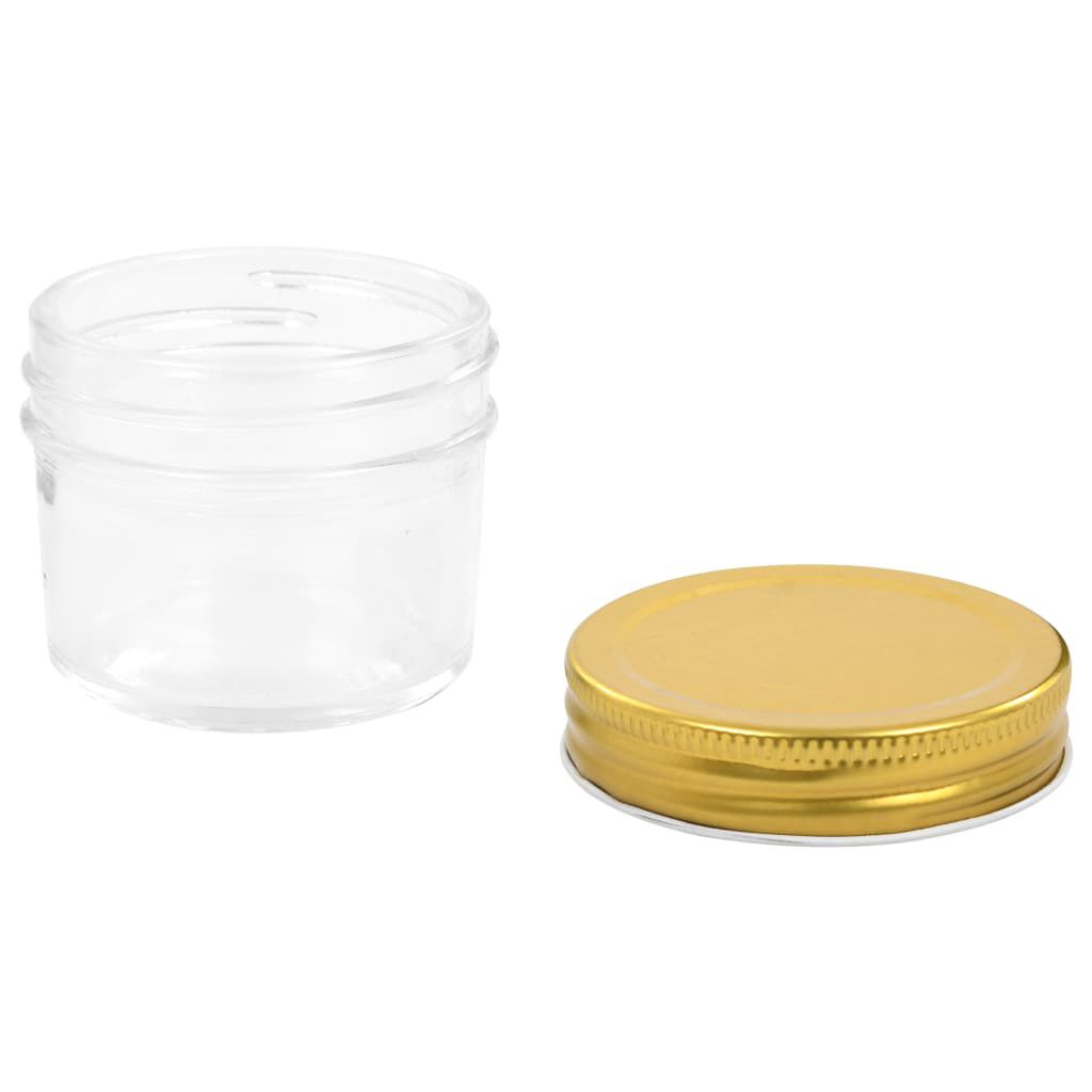 vidaXL Βάζα Μαρμελάδας 24 τεμ. 110 ml Γυάλινα με Χρυσά Καπάκια