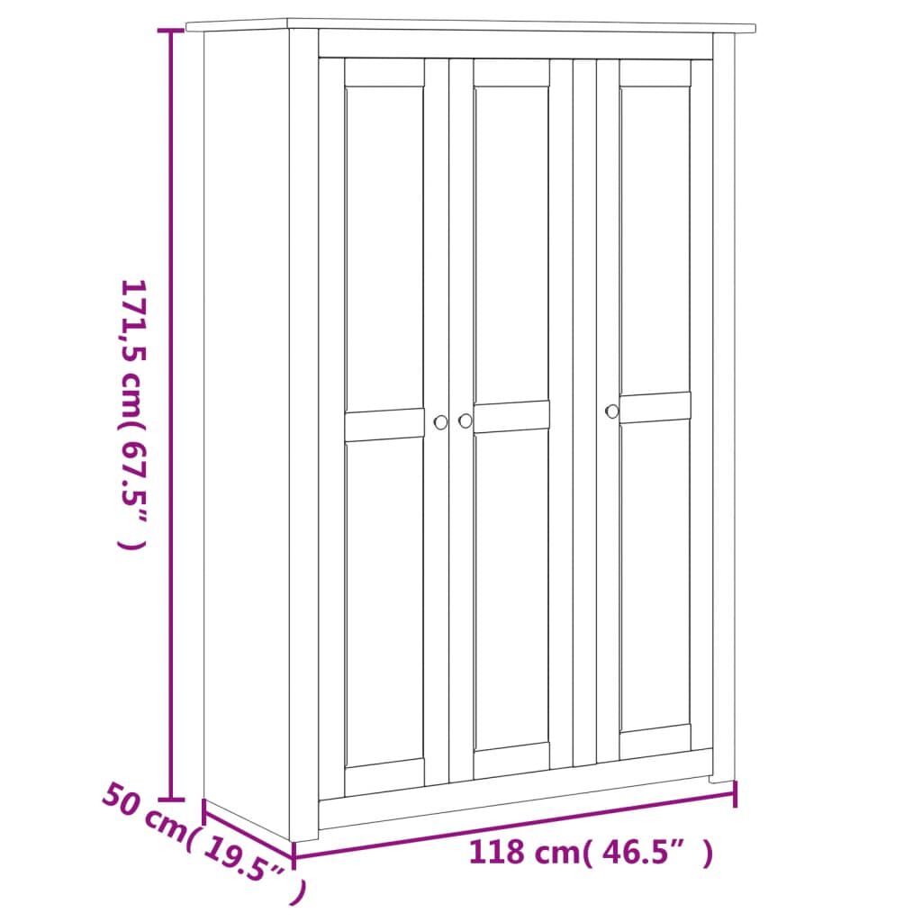 vidaXL Ντουλάπα Τρίφυλλη 118 x 50 x 171,5 εκ. Ξύλο Πεύκου Σειρά Panama