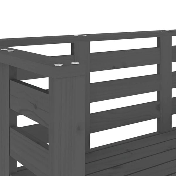vidaXL Παγκάκι Κήπου Γκρι 111,5 x 53 x 71 εκ. από Μασίφ Ξύλο Πεύκου