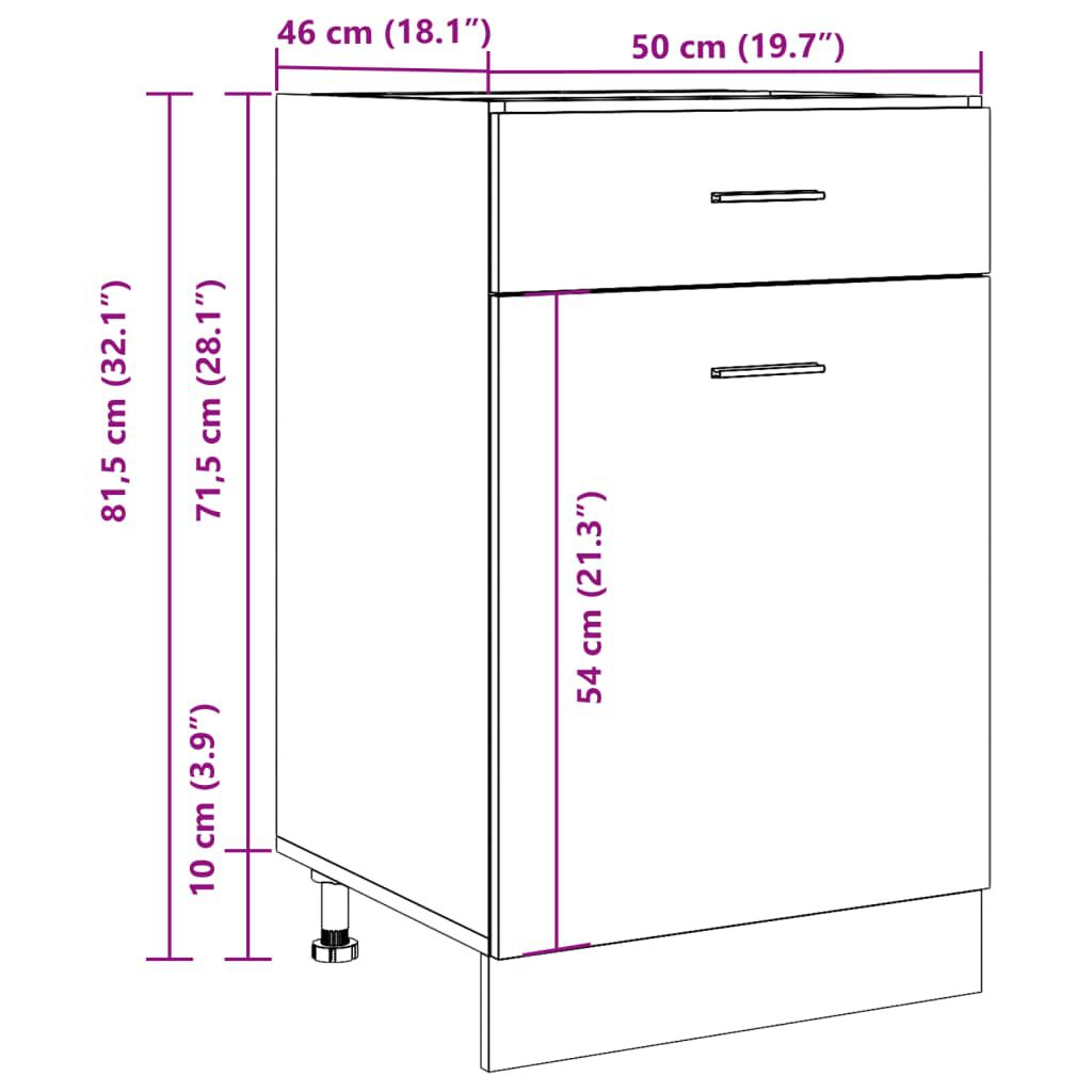 vidaXL Ντουλάπι με Συρτάρι Lyon Μαύρο 50x46x81,5 εκ. Επεξ. Ξύλο