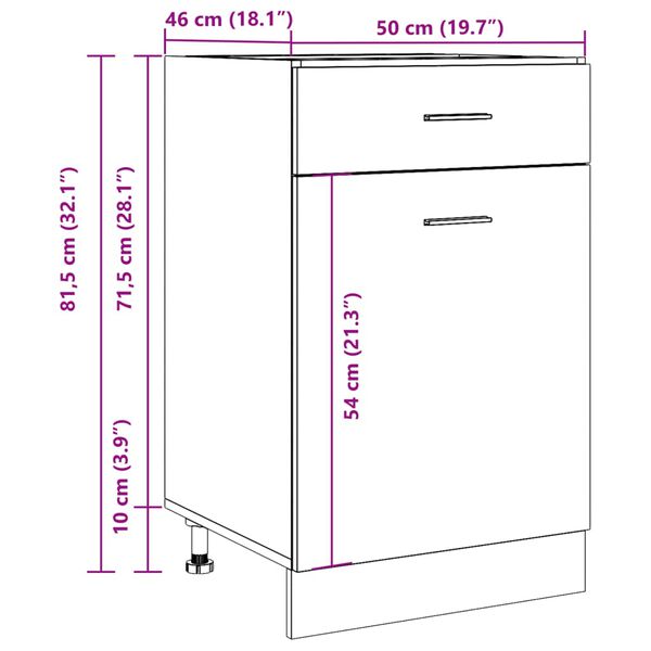 vidaXL Ντουλάπι με Συρτάρι Lyon Μαύρο 50x46x81,5 εκ. Επεξ. Ξύλο