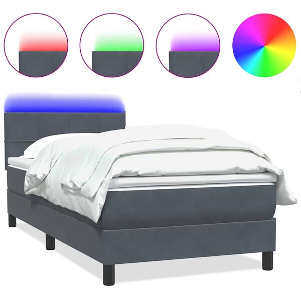 vidaXL &Kappa;&rho;&epsilon;&beta;ά&tau;&iota; Boxspring &mu;&epsilon; &Sigma;&tau;&rho;ώ&mu;&alpha; & LED &Sigma;&kappa;&omicron;ύ&rho;&omicron; &gamma;&kappa;&rho;&iota; 80x210 &epsilon;&kappa;. &Beta;&epsilon;&lambda;&omicron;ύ&delta;&iota;&nu;&omicron;