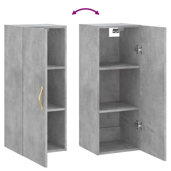 vidaXL Ντουλάπι Τοίχου Γκρι Σκυροδέματος 34,5 x 34 x 90 εκ.